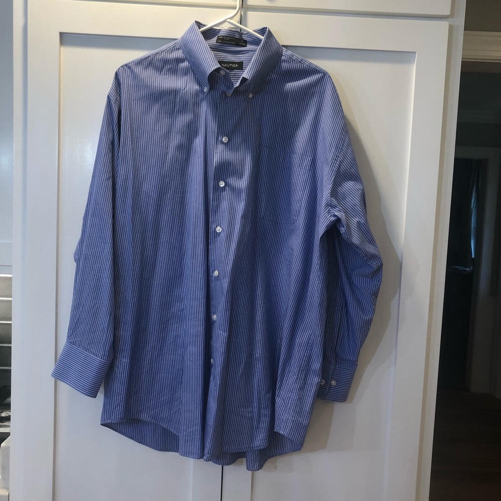 ***3 for $35**Blue striped Nautica Dress Shirt